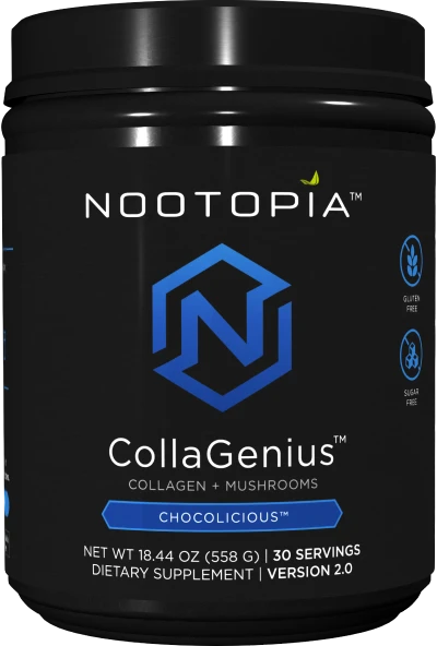 CollaGenius Nootropic Mushroom & Collagen Supplement Container